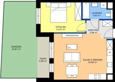 2 pokoje, mieszkanie 47,05 m², parter, oferta nr 1A.07, Skwer Harmonia 2, Kraków, Podgórze, Rybitwy, ul. Półłanki