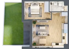 2 pokoje, mieszkanie 45,76 m², piętro 1, oferta nr 1B.07, Skwer Harmonia 2, Kraków, Podgórze, Rybitwy, ul. Półłanki