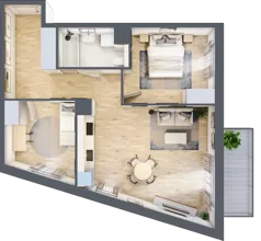 3 pokoje, mieszkanie 62,49 m², piętro 1, oferta nr 1B.10, Skwer Harmonia 2, Kraków, Podgórze, Rybitwy, ul. Półłanki