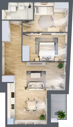 3 pokoje, mieszkanie 64,35 m², piętro 1, oferta nr 1A.10, Skwer Harmonia 2, Kraków, Podgórze, Rybitwy, ul. Półłanki