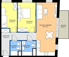 3 pokoje, mieszkanie 69,88 m², piętro 1, oferta nr 1A.12, Skwer Harmonia 2, Kraków, Podgórze, Rybitwy, ul. Półłanki
