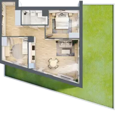3 pokoje, mieszkanie 62,49 m², parter, oferta nr 1B.05, Skwer Harmonia 2, Kraków, Podgórze, Rybitwy, ul. Półłanki