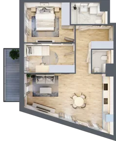 3 pokoje, mieszkanie 63,67 m², piętro 1, oferta nr 1B.09, Skwer Harmonia 2, Kraków, Podgórze, Rybitwy, ul. Półłanki