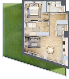 3 pokoje, mieszkanie 63,67 m², parter, oferta nr 1B.04, Skwer Harmonia 2, Kraków, Podgórze, Rybitwy, ul. Półłanki