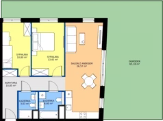 3 pokoje, mieszkanie 69,88 m², parter, oferta nr 1A.03, Skwer Harmonia 2, Kraków, Podgórze, Rybitwy, ul. Półłanki