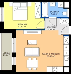 2 pokoje, mieszkanie 47,05 m², piętro 2, oferta nr 1A.26, Skwer Harmonia 2, Kraków, Podgórze, Rybitwy, ul. Półłanki