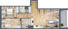 3 pokoje, mieszkanie 72,84 m², piętro 1, oferta nr 1A.18, Skwer Harmonia 2, Kraków, Podgórze, Rybitwy, ul. Półłanki