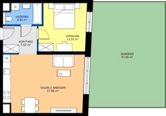 2 pokoje, mieszkanie 51,45 m², parter, oferta nr 1A.01, Skwer Harmonia 2, Kraków, Podgórze, Rybitwy, ul. Półłanki