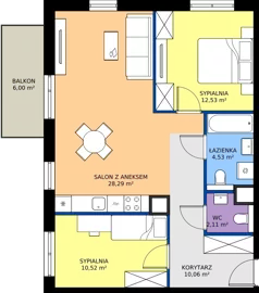 3 pokoje, mieszkanie 68,04 m², piętro 1, oferta nr 1A.13, Skwer Harmonia 2, Kraków, Podgórze, Rybitwy, ul. Półłanki