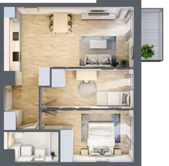 3 pokoje, mieszkanie 58,64 m², piętro 2, oferta nr 1A.29, Skwer Harmonia 2, Kraków, Podgórze, Rybitwy, ul. Półłanki