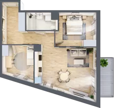 3 pokoje, mieszkanie 62,49 m², piętro 2, oferta nr 1B.16, Skwer Harmonia 2, Kraków, Podgórze, Rybitwy, ul. Półłanki