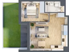 2 pokoje, mieszkanie 45,76 m², piętro 1, oferta nr 1B.07, Skwer Harmonia 2, Kraków, Podgórze, Rybitwy, ul. Półłanki