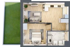 2 pokoje, mieszkanie 46,20 m², parter, oferta nr 1A.06, Skwer Harmonia 2, Kraków, Podgórze, Rybitwy, ul. Półłanki