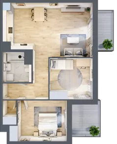 3 pokoje, mieszkanie 67,70 m², piętro 3, oferta nr 2B.22, Skwer Harmonia 2, Kraków, Podgórze, Rybitwy, ul. Półłanki