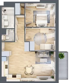 3 pokoje, mieszkanie 69,82 m², piętro 2, oferta nr 2A.30, Skwer Harmonia 2, Kraków, Podgórze, Rybitwy, ul. Półłanki