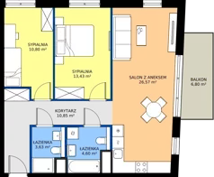 3 pokoje, mieszkanie 69,88 m², piętro 2, oferta nr 2A.23, Skwer Harmonia 2, Kraków, Podgórze, Rybitwy, ul. Półłanki