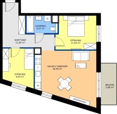 3 pokoje, mieszkanie 64,74 m², piętro 2, oferta nr 2B.21, Skwer Harmonia 2, Kraków, Podgórze, Rybitwy, ul. Półłanki