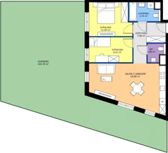 3 pokoje, mieszkanie 63,58 m², parter, oferta nr 2B.05, Skwer Harmonia 2, Kraków, Podgórze, Rybitwy, ul. Półłanki