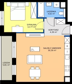 2 pokoje, mieszkanie 52,17 m², piętro 2, oferta nr 2A.25, Skwer Harmonia 2, Kraków, Podgórze, Rybitwy, ul. Półłanki