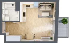 1 pokój, mieszkanie 31,35 m², piętro 1, oferta nr 2A.12, Skwer Harmonia 2, Kraków, Podgórze, Rybitwy, ul. Półłanki