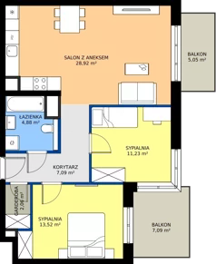 3 pokoje, mieszkanie 67,70 m², piętro 2, oferta nr 2B.14, Skwer Harmonia 2, Kraków, Podgórze, Rybitwy, ul. Półłanki