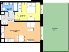 2 pokoje, mieszkanie 49,52 m², parter, oferta nr 2B.01, Skwer Harmonia 2, Kraków, Podgórze, Rybitwy, ul. Półłanki