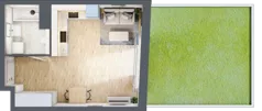 1 pokój, mieszkanie 31,35 m², parter, oferta nr 2A.02, Skwer Harmonia 2, Kraków, Podgórze, Rybitwy, ul. Półłanki