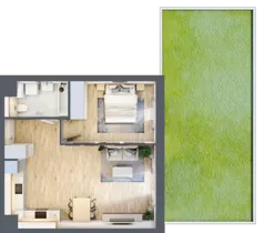 2 pokoje, mieszkanie 47,58 m², parter, oferta nr 2A.10, Skwer Harmonia 2, Kraków, Podgórze, Rybitwy, ul. Półłanki