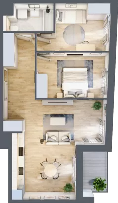 3 pokoje, mieszkanie 64,35 m², piętro 1, oferta nr 2A.11, Skwer Harmonia 2, Kraków, Podgórze, Rybitwy, ul. Półłanki