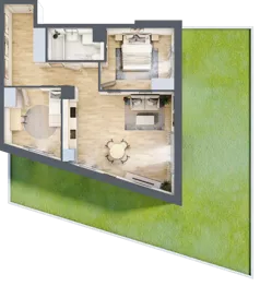 3 pokoje, mieszkanie 64,74 m², parter, oferta nr 2B.06, Skwer Harmonia 2, Kraków, Podgórze, Rybitwy, ul. Półłanki