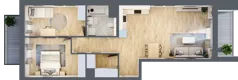 3 pokoje, mieszkanie 70,29 m², piętro 1, oferta nr 2B.09, Skwer Harmonia 2, Kraków, Podgórze, Rybitwy, ul. Półłanki