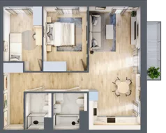 3 pokoje, mieszkanie 67,26 m², piętro 1, oferta nr 3A.14, Skwer Harmonia 2, Kraków, Podgórze, Rybitwy, ul. Półłanki