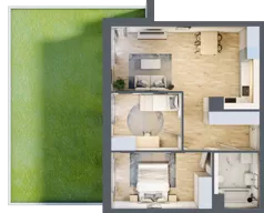 3 pokoje, mieszkanie 60,07 m², parter, oferta nr 3B.11, Skwer Harmonia 2, Kraków, Podgórze, Rybitwy, ul. Półłanki