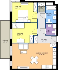 3 pokoje, mieszkanie 71,66 m², piętro 1, oferta nr 3A.20, Skwer Harmonia 2, Kraków, Podgórze, Rybitwy, ul. Półłanki