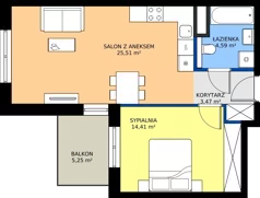 2 pokoje, mieszkanie 47,98 m², piętro 2, oferta nr 3A.21, Skwer Harmonia 2, Kraków, Podgórze, Rybitwy, ul. Półłanki