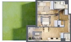 3 pokoje, mieszkanie 63,60 m², parter, oferta nr 3A.02, Skwer Harmonia 2, Kraków, Podgórze, Rybitwy, ul. Półłanki