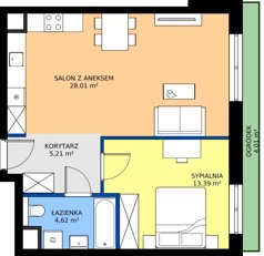 2 pokoje, mieszkanie 51,23 m², parter, oferta nr 3B.08, Skwer Harmonia 2, Kraków, Podgórze, Rybitwy, ul. Półłanki