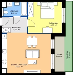 2 pokoje, mieszkanie 52,40 m², parter, oferta nr 3A.05, Skwer Harmonia 2, Kraków, Podgórze, Rybitwy, ul. Półłanki