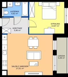 2 pokoje, mieszkanie 52,40 m², piętro 3, oferta nr 3A.35, Skwer Harmonia 2, Kraków, Podgórze, Rybitwy, ul. Półłanki