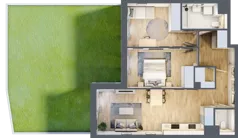 3 pokoje, mieszkanie 63,60 m², parter, oferta nr 3B.02, Skwer Harmonia 2, Kraków, Podgórze, Rybitwy, ul. Półłanki