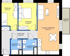 3 pokoje, mieszkanie 67,26 m², piętro 3, oferta nr 3A.34, Skwer Harmonia 2, Kraków, Podgórze, Rybitwy, ul. Półłanki