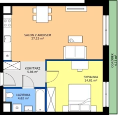 2 pokoje, mieszkanie 52,44 m², parter, oferta nr 3B.06, Skwer Harmonia 2, Kraków, Podgórze, Rybitwy, ul. Półłanki