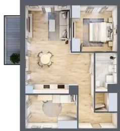 3 pokoje, mieszkanie 65,14 m², piętro 1, oferta nr 3A.13, Skwer Harmonia 2, Kraków, Podgórze, Rybitwy, ul. Półłanki