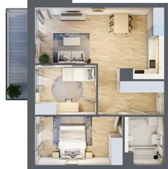 3 pokoje, mieszkanie 60,07 m², piętro 1, oferta nr 3B.22, Skwer Harmonia 2, Kraków, Podgórze, Rybitwy, ul. Półłanki