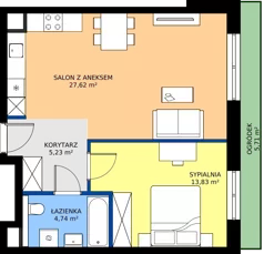 2 pokoje, mieszkanie 51,42 m², parter, oferta nr 3A.08, Skwer Harmonia 2, Kraków, Podgórze, Rybitwy, ul. Półłanki