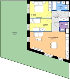 3 pokoje, mieszkanie 66,32 m², parter, oferta nr 3B.10, Skwer Harmonia 2, Kraków, Podgórze, Rybitwy, ul. Półłanki