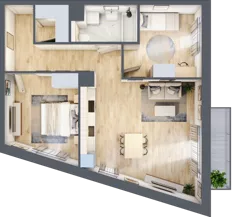 3 pokoje, mieszkanie 65,29 m², piętro 2, oferta nr 3B.31, Skwer Harmonia 2, Kraków, Podgórze, Rybitwy, ul. Półłanki