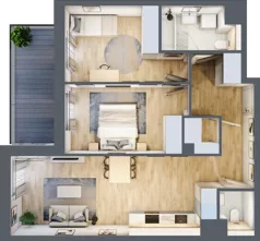 3 pokoje, mieszkanie 63,60 m², piętro 1, oferta nr 3B.13, Skwer Harmonia 2, Kraków, Podgórze, Rybitwy, ul. Półłanki