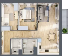 3 pokoje, mieszkanie 67,26 m², piętro 2, oferta nr 3A.24, Skwer Harmonia 2, Kraków, Podgórze, Rybitwy, ul. Półłanki