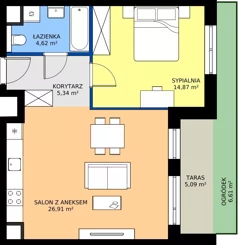 2 pokoje, mieszkanie 51,74 m², parter, oferta nr 3A.07, Skwer Harmonia 2, Kraków, Podgórze, Rybitwy, ul. Półłanki